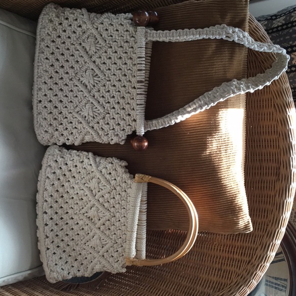 handcrafted Handbags - Handcrafted (by me!) heavy cotton cord macrame shoulder bag, lined w/ muslin